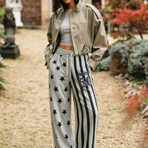 Women's Fashionable Star-Printed Striped Sweatpants