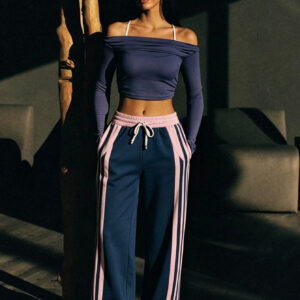 Women's Multi-Color Patchwork Striped Streetwear Casual Sweatpants