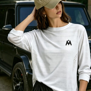 women's casual sporty-style dropped-shoulder long-sleeve loose round-neck T-shirt.